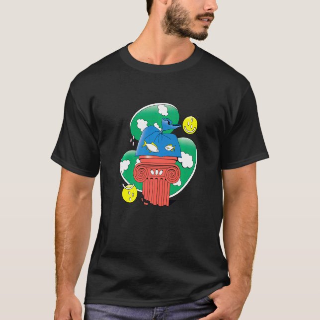 Camiseta Peixe Abstrato Em Plástico Premium (Frente)