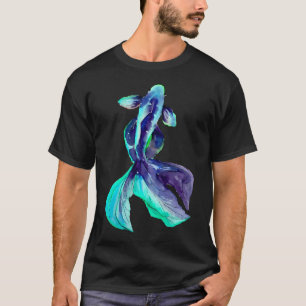 Camiseta Peixe abstrato pintura em aquarela e tinta turques