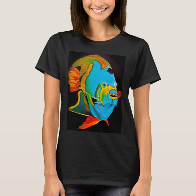 Camiseta Peixe Anjo Azul Abstrato (Frente)