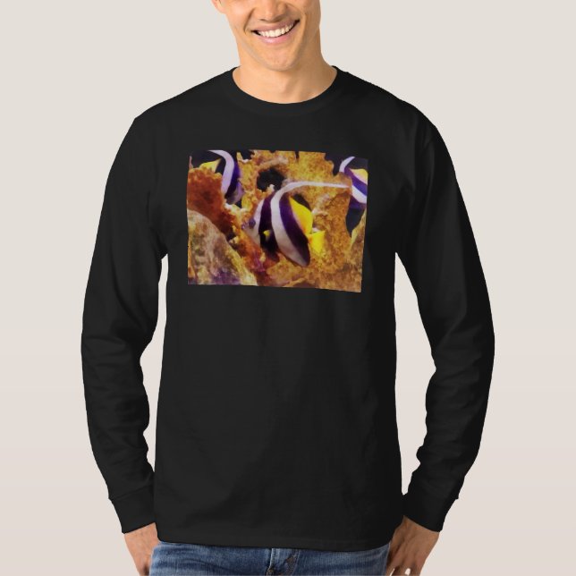 Camiseta Peixe-Anjo com Listras Pretas e Brancas (Frente)