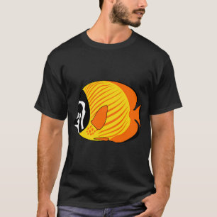 Camiseta Peixe-anjo laranja-amarelo arte animal