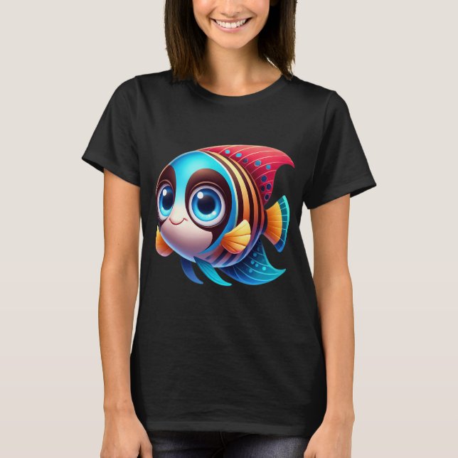 Camiseta Peixe-Anjo Mascarado Adorável (Frente)