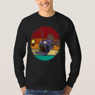Camiseta Peixe-Anzol Retro Assustador Peixe-Anzol de Águas