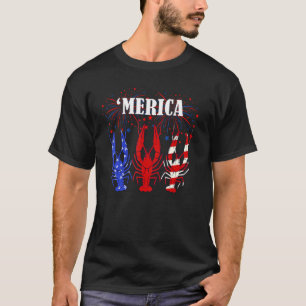 Camiseta Peixe-Aranha Eua Bandeira Merica Red White Blue Cr