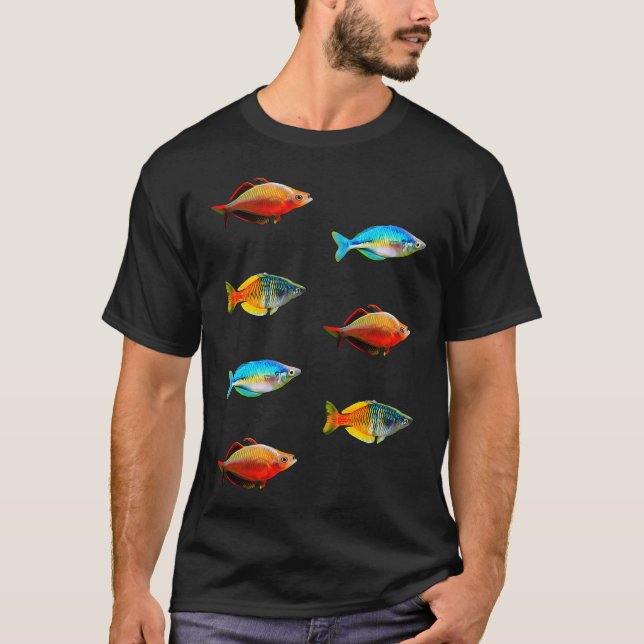 Camiseta Peixe Arco-Íris Design Fofo Para Amantes de Peixes (Frente)