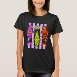 Camiseta Peixe assustador retrô de halloween abóbora pescad