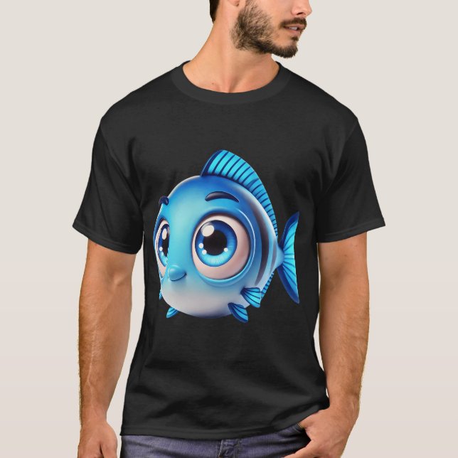 Camiseta Peixe Azul Adorável (Frente)