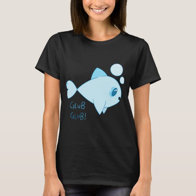 Camiseta Peixe Azul 'Glub Glub' Design (Frente)