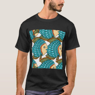 Camiseta Peixe Azul Grande Colorido Antigo Náutico