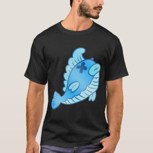 Camiseta Peixe Azul Morto Fofo Desenho - Peixe Assustador D