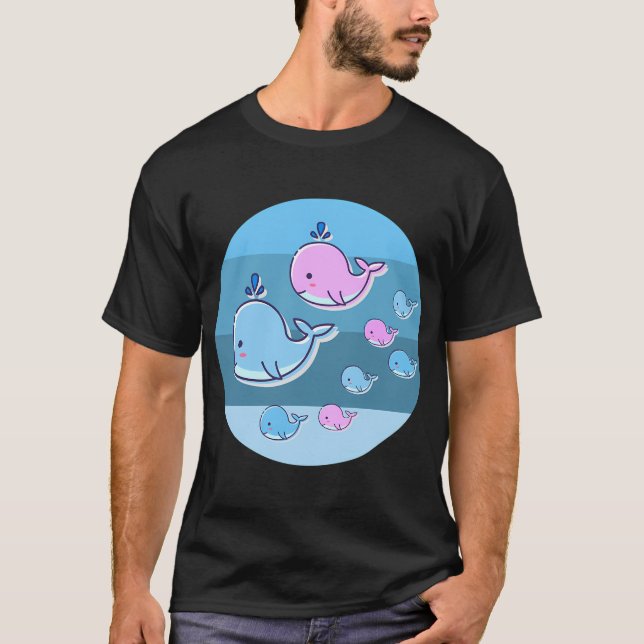 Camiseta peixe azul rosa (Frente)