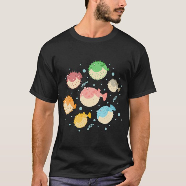 Camiseta Peixe Baiacu Colorido (Frente)