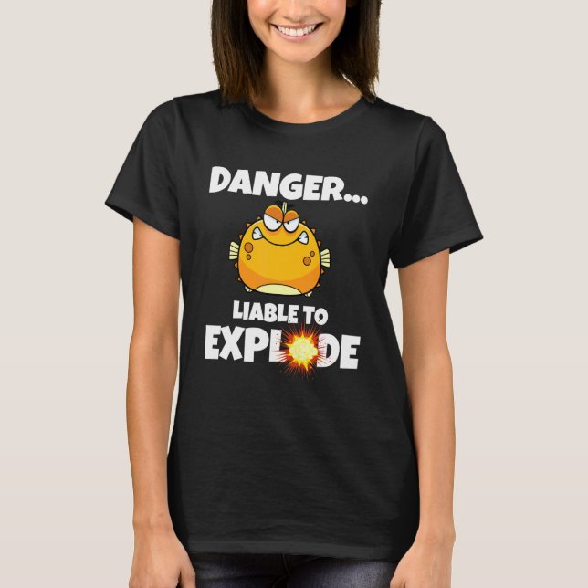 Camiseta Peixe Baiacu  Perigo Propenso a Explodir  Peixe Ba (Frente)
