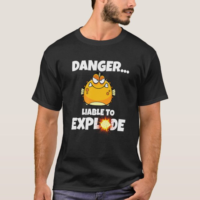 Camiseta Peixe Baiacu  Perigo Propenso a Explodir  Peixe Ba (Frente)