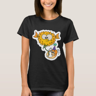 Camiseta Peixe-balão e Caranguejo Feliz de Aniversário