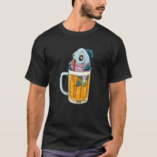 Camiseta Peixe Bebendo Cerveja para Bebedor de Cerveja