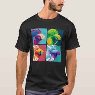 Camiseta Peixe Beta Ilustração Pop Colorido Animal Mulheres