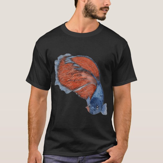 Camiseta Peixe Betta Azul e Vermelho (Frente)