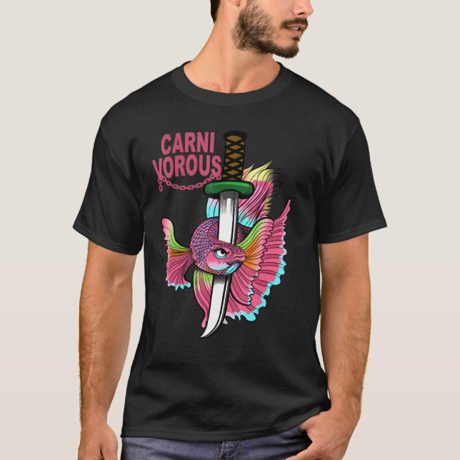 Camiseta Peixe Betta Carnívoro Design Colorido (Frente)