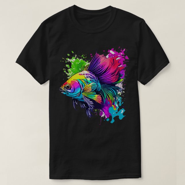 Camiseta Peixe-betta colorido (Frente do Design)