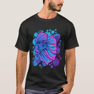 Camiseta peixe betta colorido, peixe betta azul roxo, betta