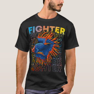 Camiseta Peixe Betta Estilo Anos 80 Peixe Combatente Siames