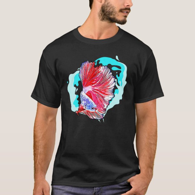 Camiseta Peixe Betta Para Homens Mulheres (Frente)