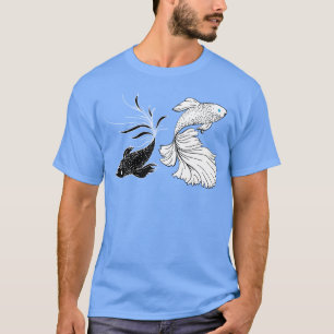Camiseta Peixe Betta Preto E Branco Animê Do Mago Mais Fort