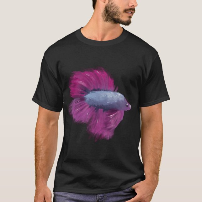 Camiseta Peixe betta rosa azul (Frente)