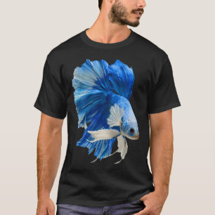 Camiseta Peixe Betta Sky Marble Halfmoon Azul e Branco