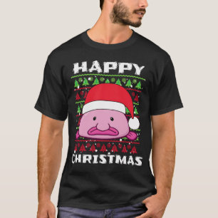 Camiseta Peixe Blob Feliz Natal Gorro de Papai Noel Festiv