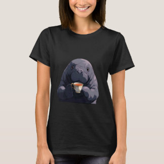 Camiseta Peixe-boi Adorável e Fofo Bebendo Chá Mana-Chá Vac