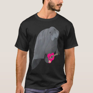Camiseta Peixe-boi Tocando Violão Ukulele Rosa Havaí Flórid