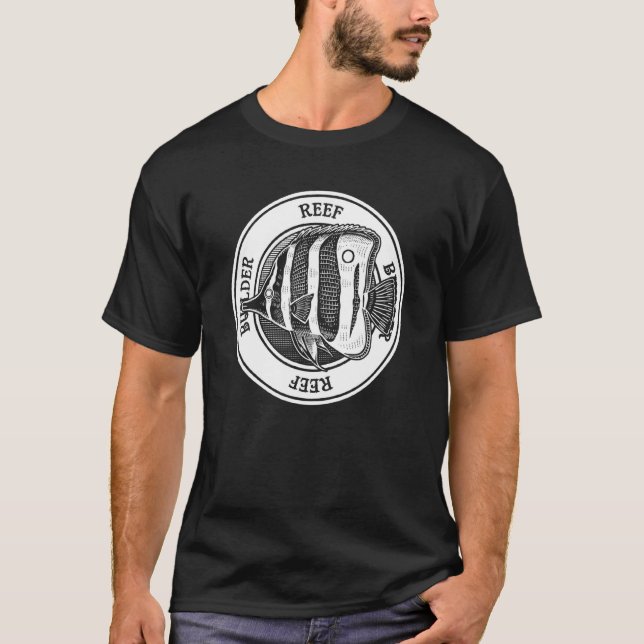 Camiseta Peixe Borboleta Construtor de Recife Peixe de Aquá (Frente)