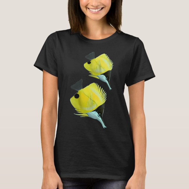 Camiseta Peixe-Butterfly de Nariz Longo Amarelo (Frente)