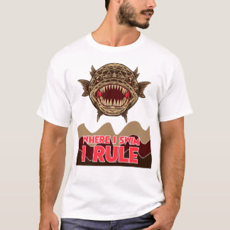 Camiseta Peixe Cabeça de Cobra Onde Eu Nado Eu Domino