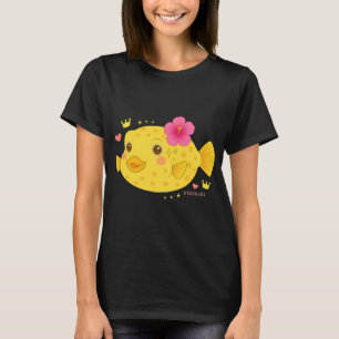 Camiseta Peixe caixa amarelo e hibisco - Transparente