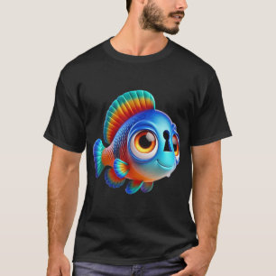 Camiseta Peixe Ciclídeo Adorável de Olho de Fechadura