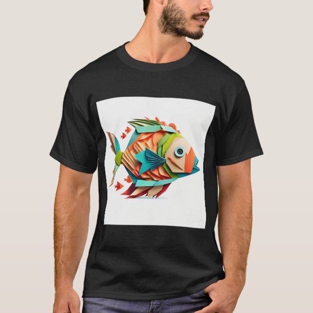 Camiseta Peixe Colorido de Origami (Frente)