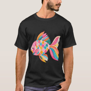 Camiseta Peixe Colorido Folclórico Escandinavo