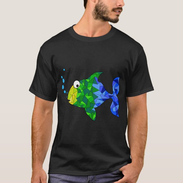 Camiseta Peixe Colorido Geométrico (Frente)