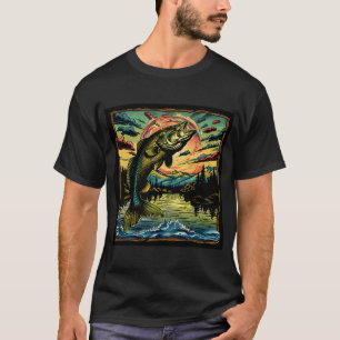 Camiseta Peixe de água doce e paisagem do lago