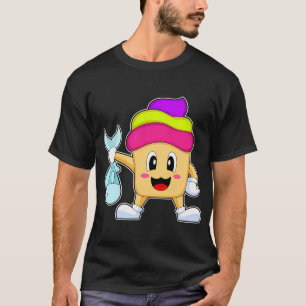 Camiseta Peixe de Aquarela Manchado de Pistache e Roxo