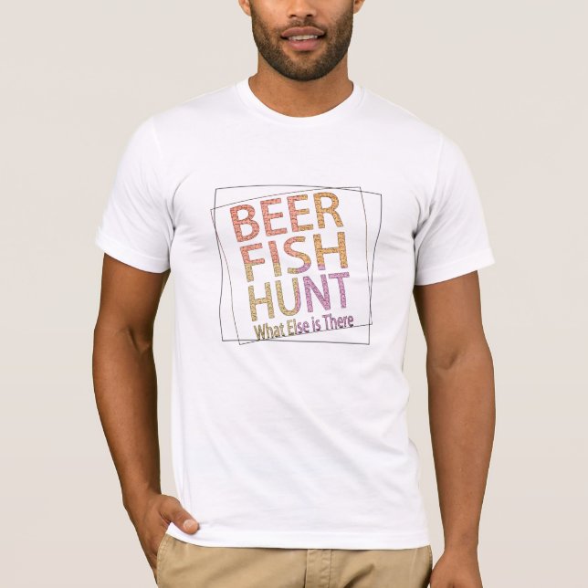 Camiseta peixe de cerveja caçam presente engraçado para o d (Frente)