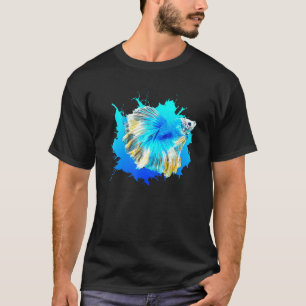 Camiseta Peixe de Combate Betta Splendens Siamesa Azul