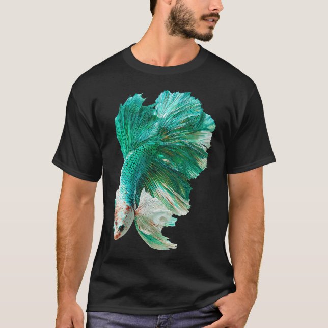 Camiseta Peixe de Combate Siameses Verde Espuma do Mar Bran (Frente)