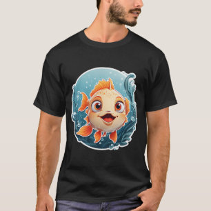Camiseta Peixe de desenho animado engraçado e amigável