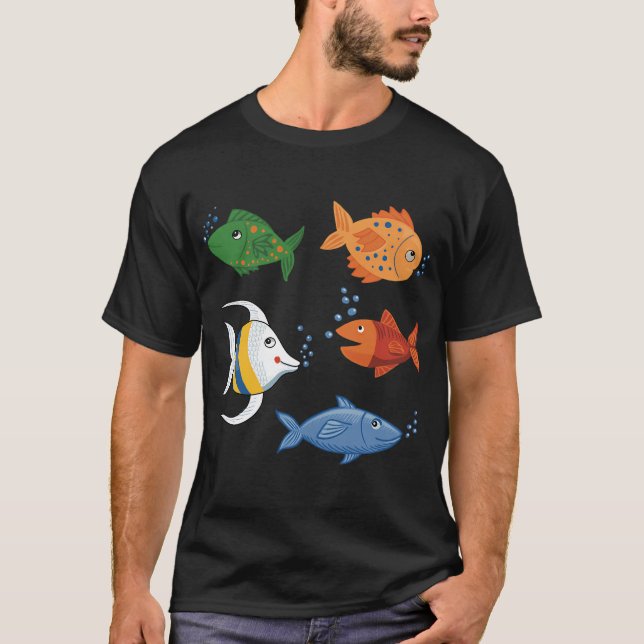 Camiseta Peixe de desenho animado fofo (Frente)