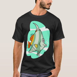 Camiseta Peixe de desenho animado tropical azul-verde