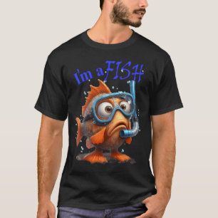 Camiseta Peixe de desenho engraçado, fantasia caprichosa